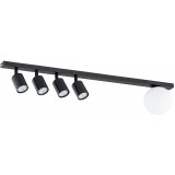 Baster white&amp;black 4-point ceiling spotlight with glass globe Emibig