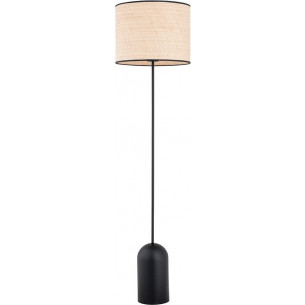 Stylowe lampy boho - Lampa podłogowa boho z abażurem Aspen czarny / rattan Emibig, idealna do salonu, sypialni