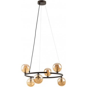 Anabelle VI 62cm amber&amp;bronze round glass balls pendant lamp TK Lighting