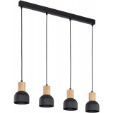 Lampa wisząca 4 punktowa z drewnem na listwie Cairo IV 80cm czarna TK Lighting