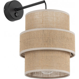 Calisto jute&black boho pendant wall lamp with switch TK Lighting