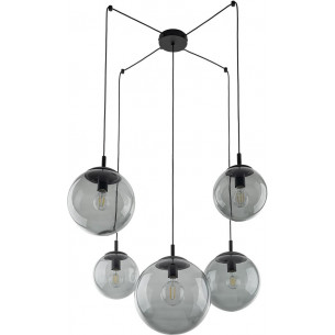 Lampa wisząca 5 szklanych kul Esme 180cm grafitowa TK Lighting