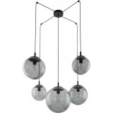 Esme 180cm graphite 5 glass globes pendant lamp TK Lighting