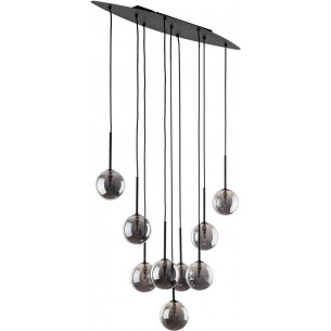 Estera 116cm graphite&amp;black pendant lamp with 9 glass globes on a strip TK Lighting