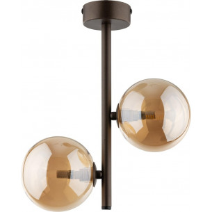 Estera Brown 27cm amber&amp;brown ceiling lamp fixture with 2 glass spheres TK Lighting