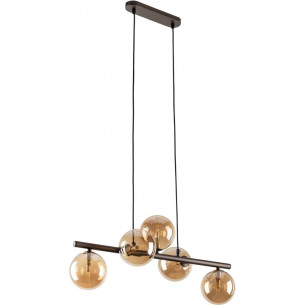 Estera Brown 65cm amber&amp;brown long pendant lamp with 5 glass spheres TK Lighting