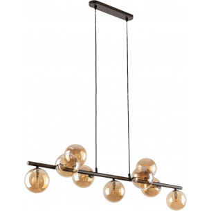 Estera Brown 116cm amber&amp;brown long pendant lamp with 9 glass spheres TK Lighting