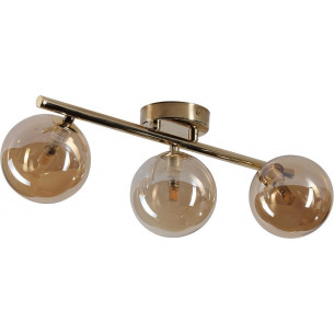 Lampa sufitowa glamour 3 szklane kule Estera 47cm bursztyn / złoty TK Lighting