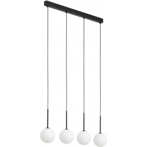 Martin II 80cm white&amp;black pendant lamp with 4 glass spheres on a strip TK Lighting