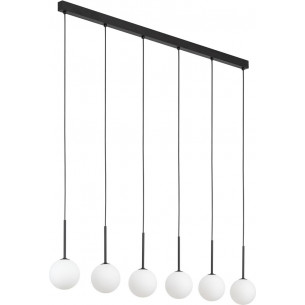 Lampa wisząca 6 szklanych kul na listwie Martin II 125cm biało-czarna TK Lighting