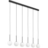 Lampa wisząca 6 szklanych kul na listwie Martin II 125cm biało-czarna TK Lighting
