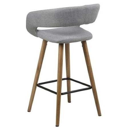 Grace Low light grey upholstered bar stool with backrest Actona