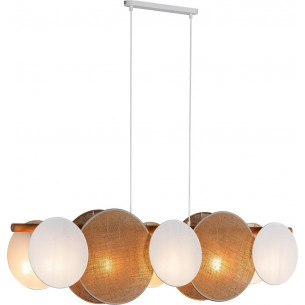 Stylowe oświetlenie boho - Lampa wisząca podłużna boho Pulse 125cm juta / biały TK Lighting, idealna do salonu, sypialni czy kuc