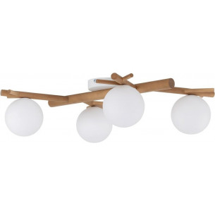 Sheron 67cm white&amp;wood scandinavian ceiling lamp with 4 glass spheres TK Lighting