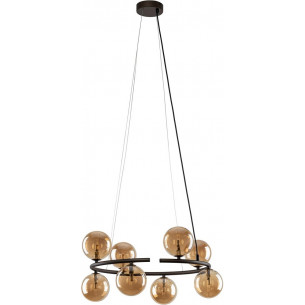 Anabelle VIII 62cm amber&amp;bronze round glass balls pendant lamp TK Lighting