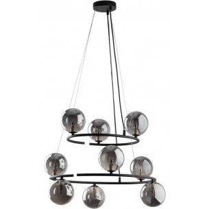 Anabelle IX 62cm graphite mirrored&amp;black round glass balls pendant lamp TK Lighting