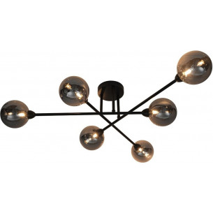 Basis 87.5cm black ceiling lamp with 6 glass spheres ZumaLine