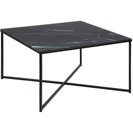 Alisma 80 black square coffee table with marble top Actona
