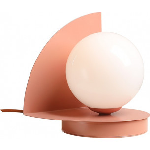 Loop white&amp;coral glass globe table lamp Aldex