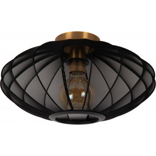 Corina 40cm black&matt gold ceiling lamp with fabric shade Lucide