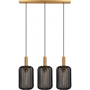 Corina III 90cm black&matte gold pendant lamp with 3 shades Lucide