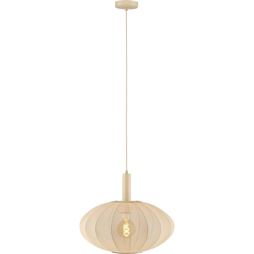 Corina 50cm cream japandi pendant lamp with shade Lucide