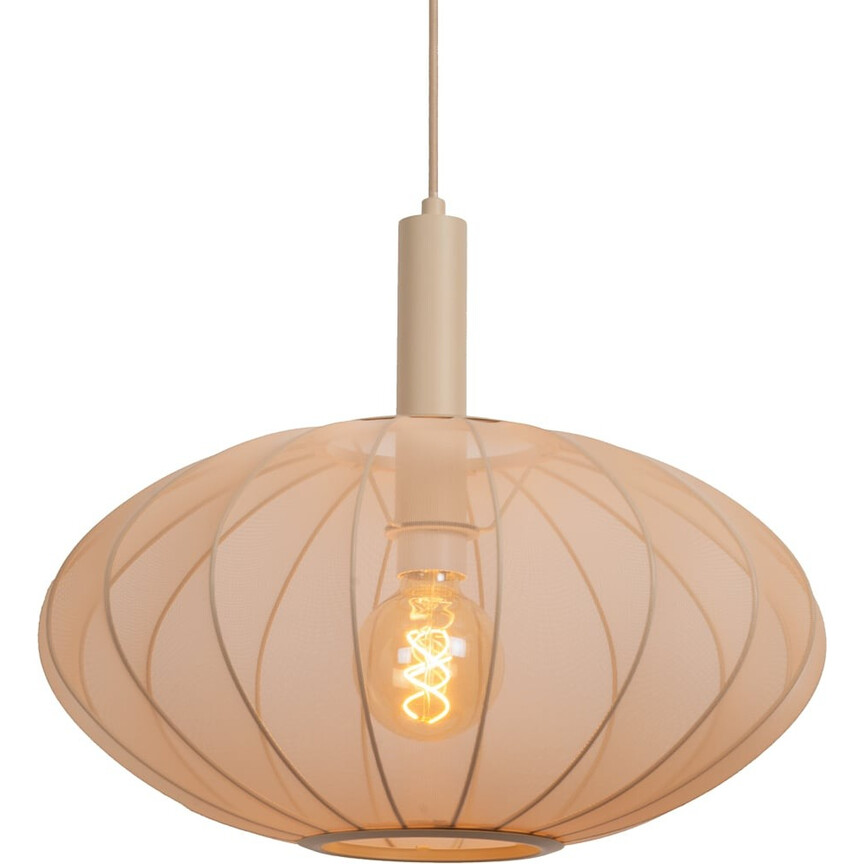 Corina 50cm cream japandi pendant lamp with shade Lucide