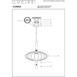 Corina 50cm cream japandi pendant lamp with shade Lucide