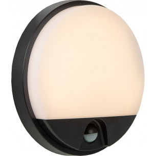 Hups Ir Round LED black wall lamp with motion and twilight sensor Lucide