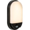 Hups Ir Oval LED black wall lamp with motion and twilight sensor Lucide