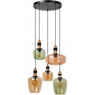 Ilona 65cm multicolor glass 5-light pendant lamp Lucide