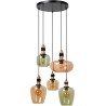 Ilona 65cm multicolor glass 5-light pendant lamp Lucide