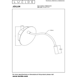 Jolijn Long LED gold-brass usb wall lamp Lucide 2