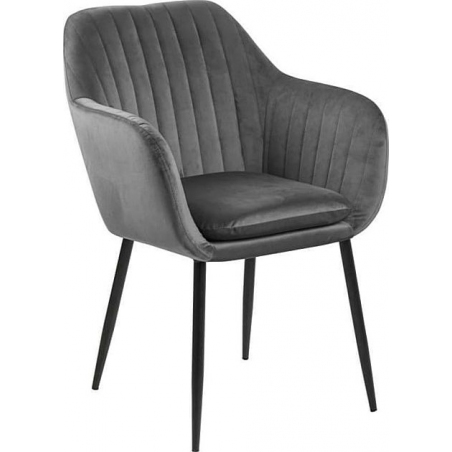 Emilia dark grey&amp;black velvet armchair chair Actona