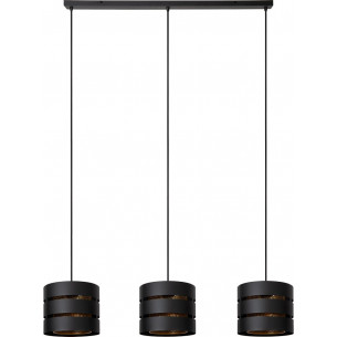 Rosas 130cm black&amp;gold-copper 3-light pendant bar lamp Lucide