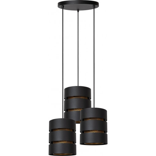 Rosas 43cm black&amp;gold-brass 3-light pendant lamp Lucide