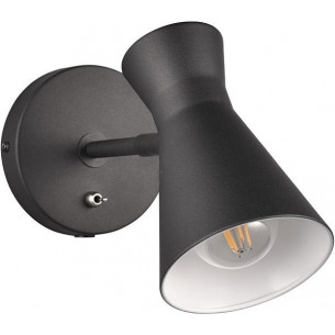 Enzo black matt wall lamp with switch and plug Reality