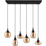 Lumina 93cm amber&amp;black matt pendant lamp with 6 glass shades on bar Trio