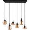 Lumina 93cm amber&amp;black matt pendant lamp with 6 glass shades on bar Trio