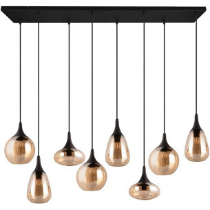 Lumina 121cm amber&amp;black matt pendant lamp with 8 glass shades on bar Trio