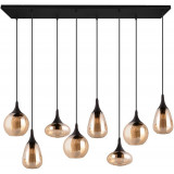 Lampa wisząca 8 szklanych kloszy na listwie Lumina 121cm bursztynowy / czarny mat Trio