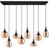 Lumina 121cm amber&amp;black matt pendant lamp with 8 glass shades on bar Trio