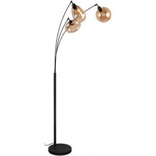 Lumina amber&amp;matt black floor lamp with 3 glass shades Trio