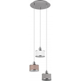 Lampa wisząca 3 punktowa Kaprun 29cm szary / biały / brązowy / chrom Trio