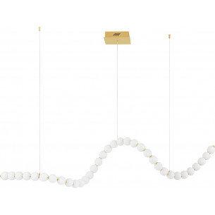 Moti LED 167cm white opal&amp;gold glamour glass balls pendant lamp