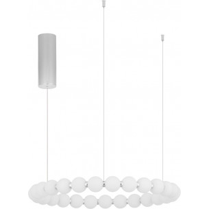 Moti LED 62cm white opal&amp;chrome glamour glass balls pendant lamp