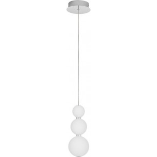 Moti LED 10cm white opal&amp;chrome glamour glass balls pendant lamp