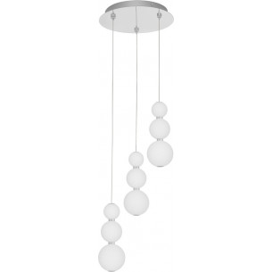 Moti III LED 31cm white opal&amp;chrome glamour glass ball pendant lamp