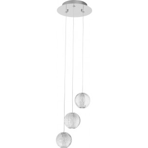 Lampa 3 wiszące kule glamour Diamante LED 3200K 22cm chrom