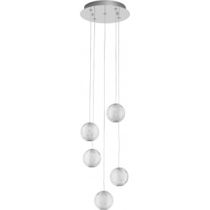 Diamante LED 3200K 27cm chrome glamour 5 pendant balls lamp